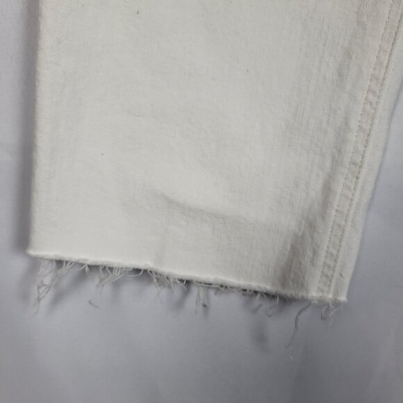 Old Navy Mid Rise Boyfriend Jeans Women's 12 Tall White Raw Hem Cropped Boho - Picture 4 of 8